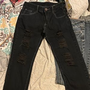 Dark blue jeans holes juniors